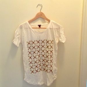 J.Crew white tee with pattern